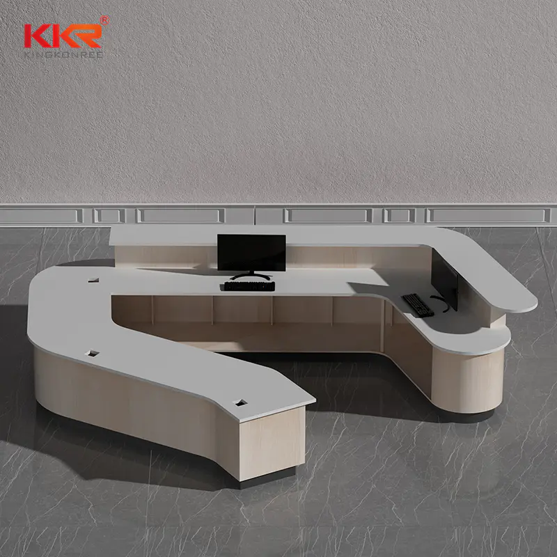 KKR Acrylic Resin Solid Surface Front Office Desk Bar Table Solid Surface Artificial Stone Reception Desk