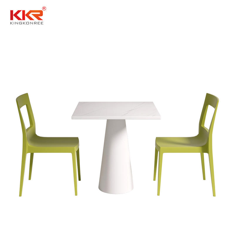 2-8 People Round Square Solid Surface Stone for Fast Food Table Desk Table Set Restaurant Stone Table