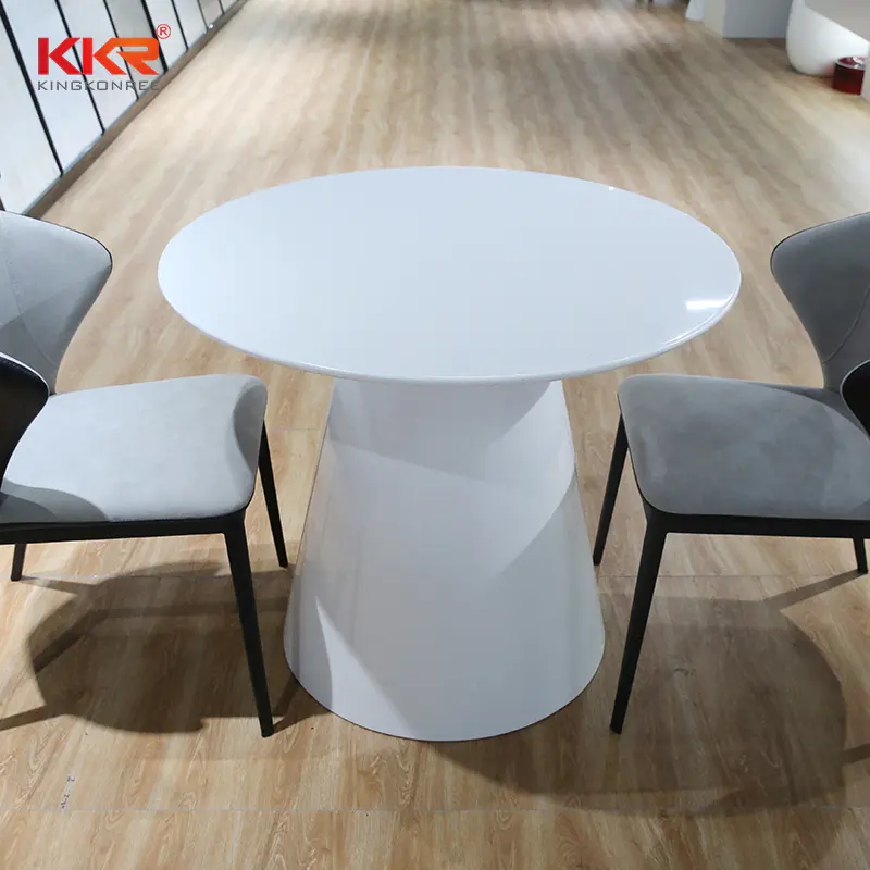Custom Size White Marble Top Bar Restaurant Round Korean Acrylic Solid Surface Coffee Table