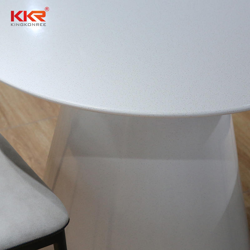 Custom Size White Marble Top Bar Restaurant Round Korean Acrylic Solid Surface Coffee Table