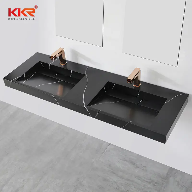 Customized Ramp Sink Trend Textured Marble Stone Solid Surface Sink