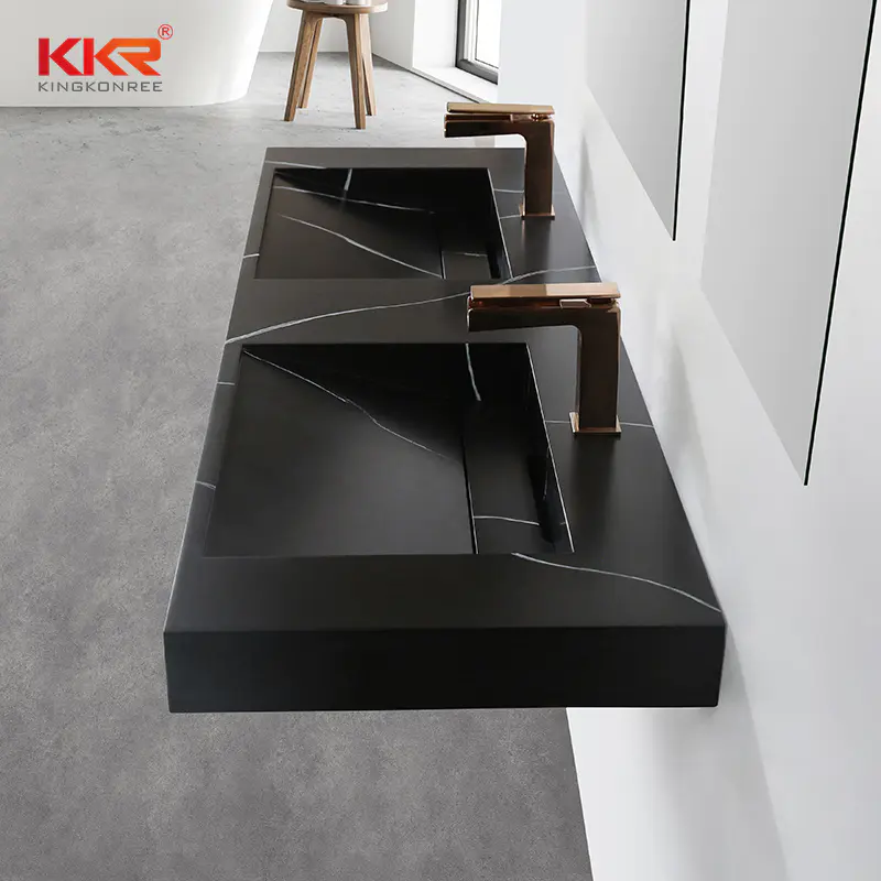 Customized Ramp Sink Trend Textured Marble Stone Solid Surface Sink