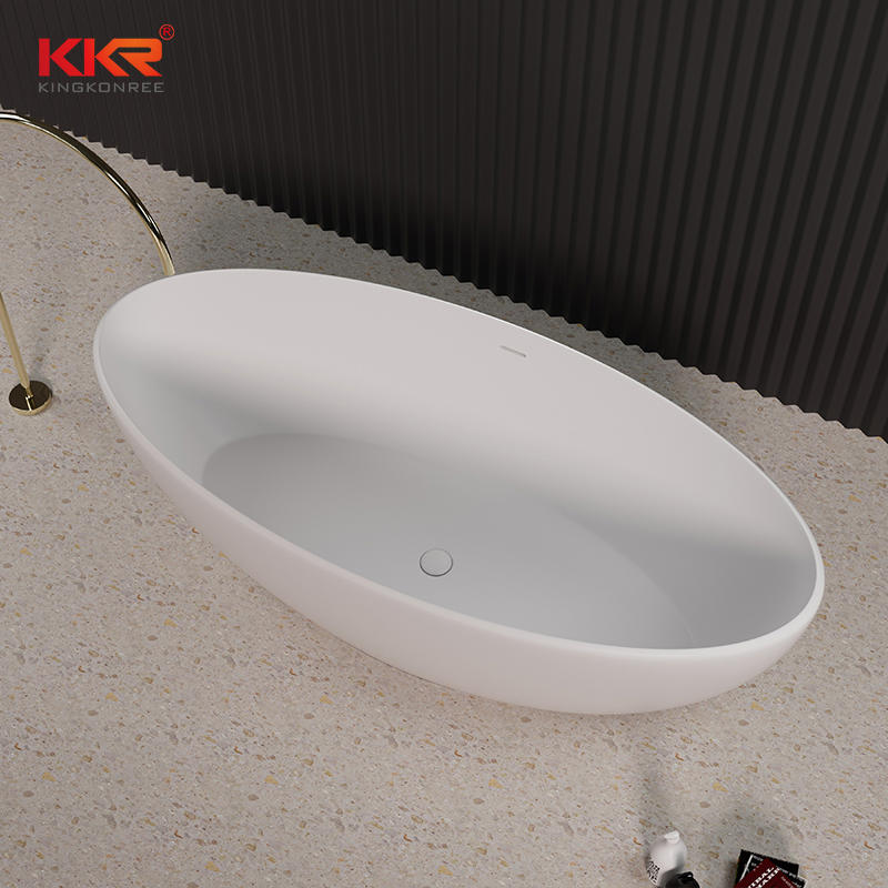 Wholesale price solid surface white mat stone resin freestanding bathtubs