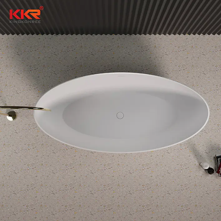 Wholesale price solid surface white mat stone resin freestanding bathtubs