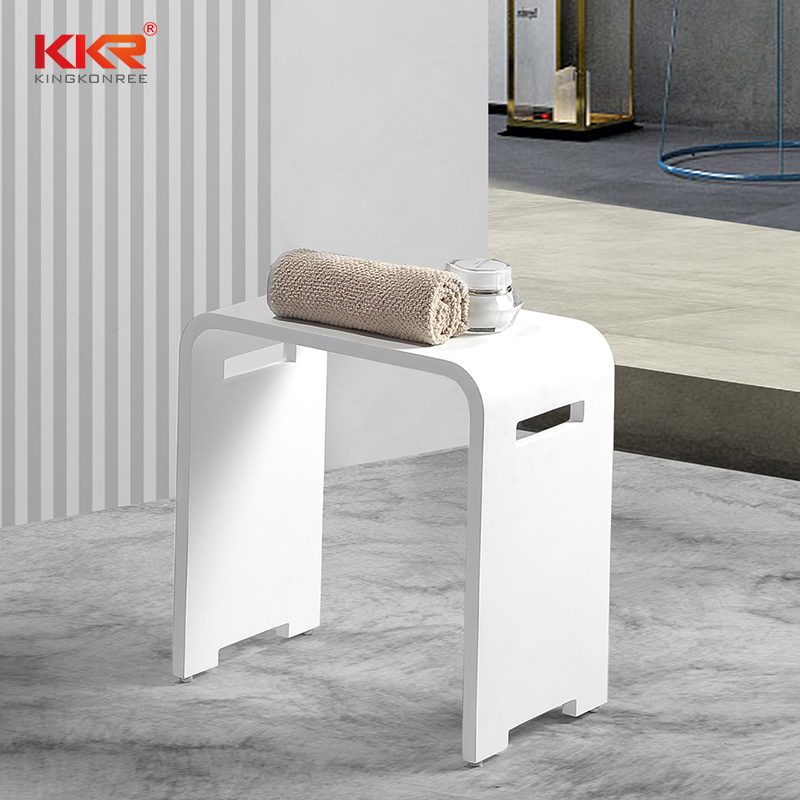 New Design Acrylic Resin Stone White Solid Surface Bathroom Stool KKR-Stool-K
