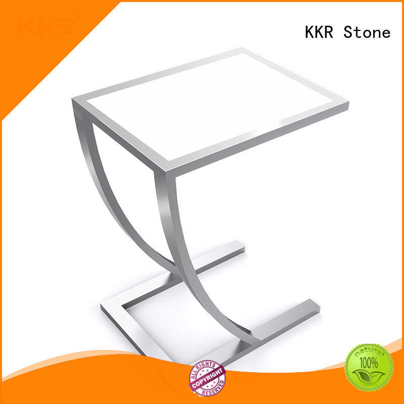 Wholesale white acrylic artificial marble dining table KKR Stone Brand