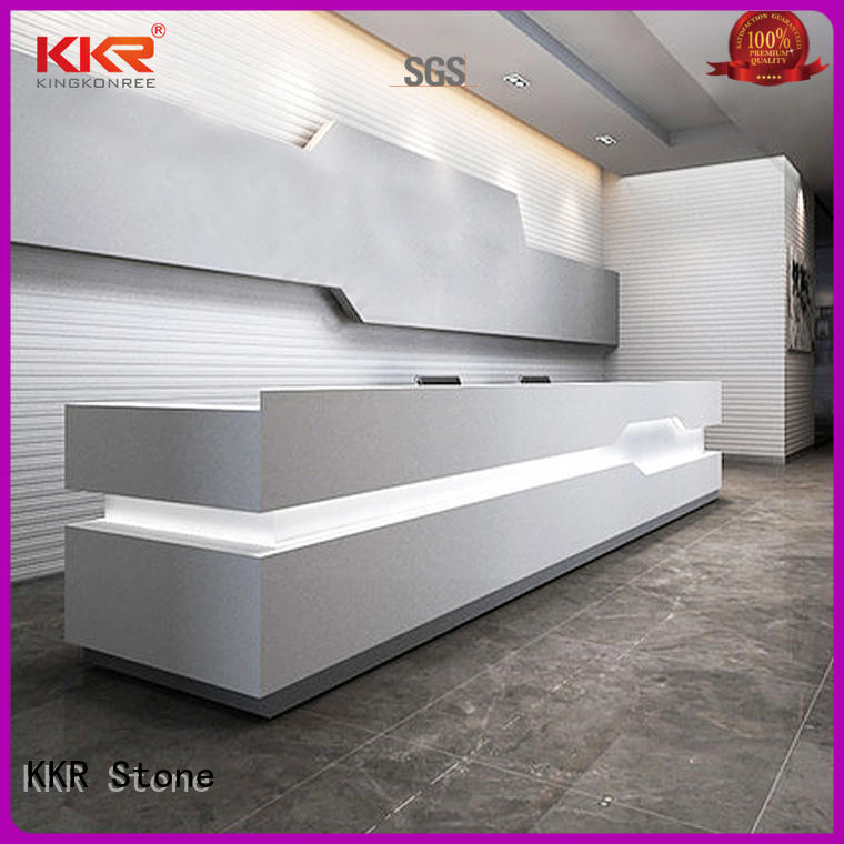 KKR Stone customize solid surface reception desk for table tops