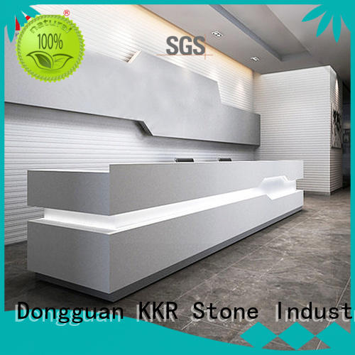 KKR Stone lassic style curved reception desk diamond for school building